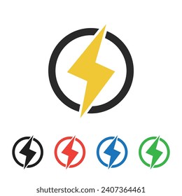 Electric icon vector illustration. Lightning bolt flash icon. Thunder Lightening Icon Vector.