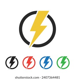 Electric icon vector illustration. Lightning bolt flash icon. Thunder Lightening Icon Vector.