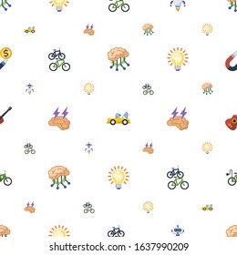 electric icons pattern seamless. Included editable flat Deep learning, Autonomous, AI Robot, bike station, Brain storm, Idea, Guitar playing icons. electric icons for web and mobile.