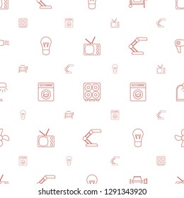 electric icons pattern seamless white background. Included editable line TV, cooker, concrete mixer, bulb, washing machine, table lamp icons. electric icons for web and mobile.