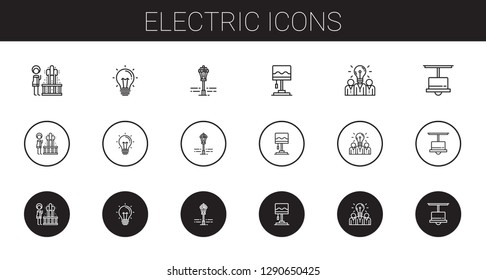 electric icons set. Collection of electric with geyser, idea, street lamp, lamp. Editable and scalable electric icons.