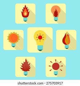 electric icons set in a flat style