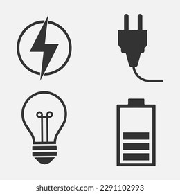 Electric Icons Set on White Background.Vector illustration isolated on white background.Eps 10.