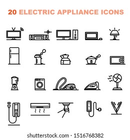 Electric icons ;electric set white ;background white ;black icons
