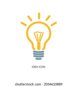 Electric Illumination Light Bulb Idea Icon Concept Isolated on a White Background. Vector illustration of Lamp