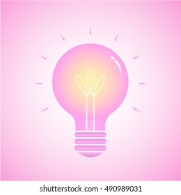 Electric incandescent lamp in pink color.