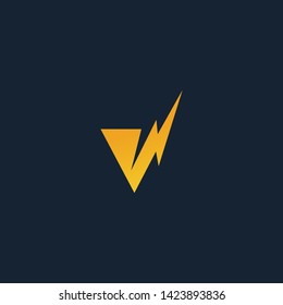 Electric Industrial. Power logo. The letter V with lightning on a dark background.