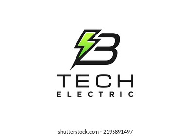 Electric industry logo design B letter initial power plants lightning icon symbol illustration engineering technology
