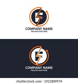 Electric initial letter F Logo Icon Template. Illustration vector graphic. Design concept Electrical Bolt and electric plugs With letter symbol. Perfect for corporate, more technology brand identity
