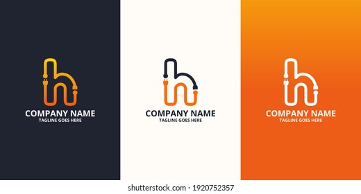 Electric initial letter h Logo Icon Template. Illustration vector graphic. Design concept Electrical plug With letter symbol. Perfect for corporate, more technology brand identity