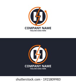 Electric initial letter H Logo Icon Template. Illustration vector graphic. Design concept Electrical Bolt and electric plugs With letter symbol. Perfect for corporate, more technology brand identity