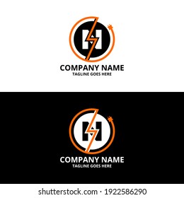 Electric initial letter N Logo Icon Template. Illustration vector graphic. Design concept Electrical Bolt and electric plugs With letter symbol. Perfect for corporate, more technology brand identity