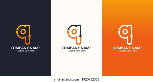 Electric initial letter q Logo Icon Template. Illustration vector graphic. Design concept Electrical plug With letter symbol. Perfect for corporate, more technology brand identity