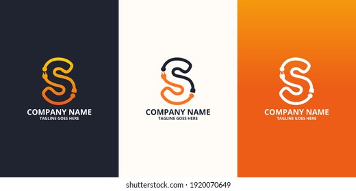 Electric initial letter S Logo Icon Template. Illustration vector graphic. Design concept Electrical plug With letter symbol. Perfect for corporate, more technology brand identity