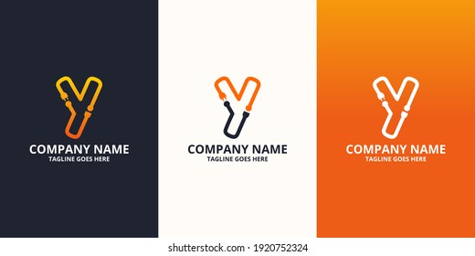 Electric initial letter y Logo Icon Template. Illustration vector graphic. Design concept Electrical plug With letter symbol. Perfect for corporate, more technology brand identity