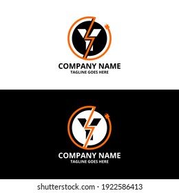 Electric initial letter Y Logo Icon Template. Illustration vector graphic. Design concept Electrical Bolt and electric plugs With letter symbol. Perfect for corporate, more technology brand identity