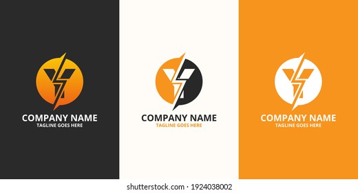 Electric initial letter Y Logo Icon Template. Illustration vector graphic. Design concept Electrical Bolt With letter symbol. Perfect for corporate, more technology brand identity