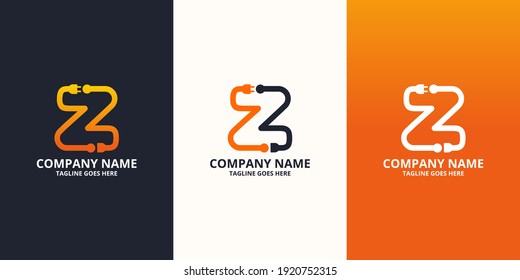 Electric initial letter z Logo Icon Template. Illustration vector graphic. Design concept Electrical plug With letter symbol. Perfect for corporate, more technology brand identity