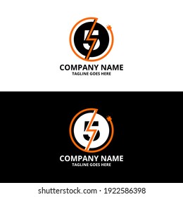 Electric initial number 5 Logo Icon Template. Illustration vector graphic. Design concept Electrical Bolt and electric plugs With number symbol. Perfect for corporate, more technology brand identity