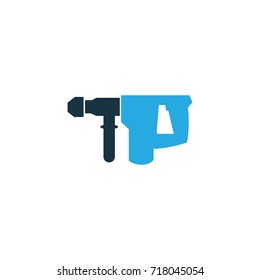 Electric Instrument Colorful Icon Symbol. Premium Quality Isolated Hammer Element In Trendy Style.