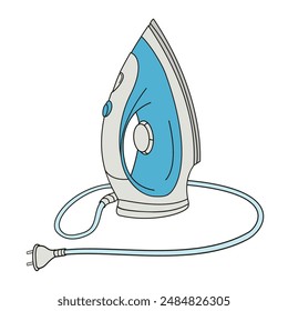 electric iron color vector illustration	