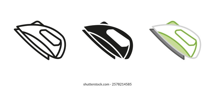 Electric iron icon. Clothes ironing symbol. Laundry housework sign. Electric iron device vector illustration. Domestic appliance pictogram. Ironing household concept isolated.