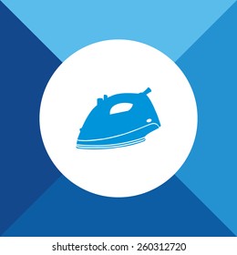 Electric Iron Icon on Blue Background. Eps-10.