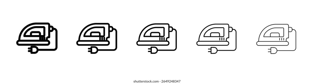 Electric iron icon thin line outline set or collection