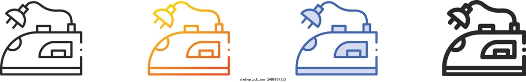 electric iron icon.Thin Linear, Gradient, Blue Stroke and bold Style Design Isolated On White Background