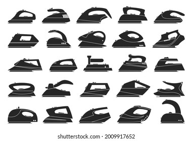 Electric iron isolated black set icon. Vector black set icon vapor press. Vector illustration electric iron on white background.