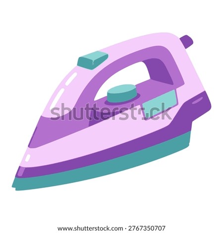 electric iron laundry cleaning tool flat color vector illustration template design
