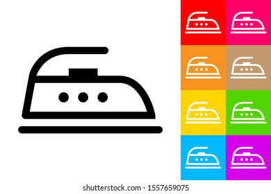 Electric Iron. Line Icon With Different Color Background.