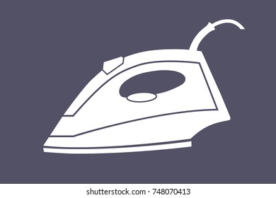 electric iron vector flat illustration on dark blue background