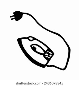 Icono de vector de hierro eléctrico en estilo doodle. Símbolo en diseño simple. Objeto de dibujos animados dibujado a mano aislado sobre fondo blanco.