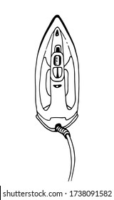 Esbozo vectorial de hierro eléctrico, ilustración dibujada a mano aislada en fondo blanco