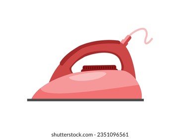 Electric iron with wire. Simple flat illustration