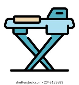 Vector de contorno de icono de planchado eléctrico. Plancha. Color de la casa de vapor plano
