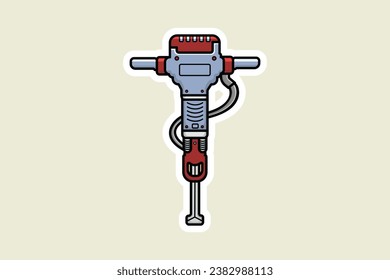 Ilustración vectorial de la herramienta de chaquetón eléctrica. Concepto de icono del equipo de herramientas de trabajo profesional. Herramienta de construcción, construcción de carreteras y diseño de pegatinas de herramientas de trabajo.