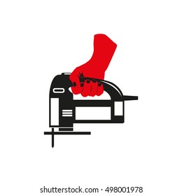 Electric Jig Saw in hand.
