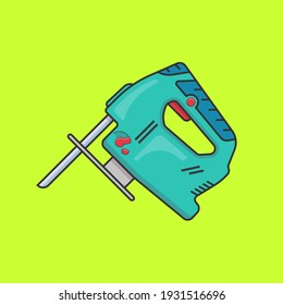 Electric jigsaw flat style icon. Vector illustration.