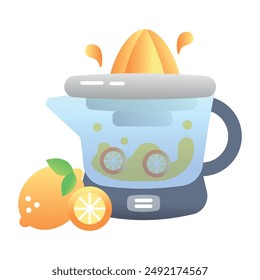 Jugo eléctrico con un poco de fruta, icono plano