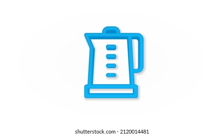 electric kettle 3d line flat color icon. Realistic vector illustration. Pictogram isolated. Top view. Colorful transparent shadow design.
