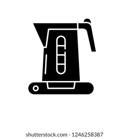 Electric kettle black icon, vector sign on isolated background. Electric kettle concept symbol, illustration 