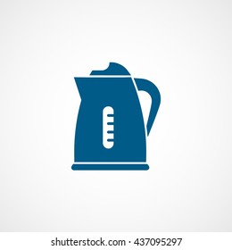 Electric Kettle Blue Flat Icon On White Background