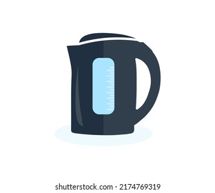 Elektrischer Wasserkocher mit kochendem Logo-Design. Modernes Elektrokessel, Vektordesign und Illustration.