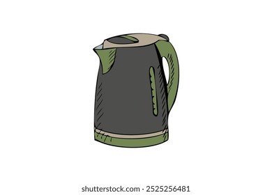 Electric kettle cartoon vector illustration. Design for household kitchen, suitable for cooking, tea, and beverage preparation