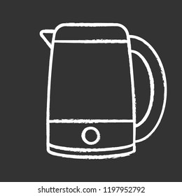 Electric kettle chalk icon. Hot water pot. Kitchen appliance. Isolated vector chalkboard illustration