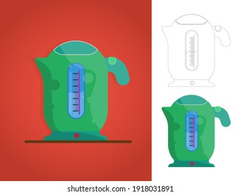El color de la hervidera eléctrica es plano aislado en un icono blanco. EPS10