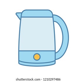 Electric kettle color icon. Hot water pot. Kitchen appliance. Isolated vector illustration