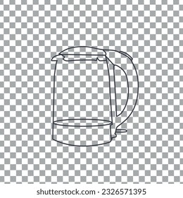 Electric Kettle Concept Thin Line Design on Checkerboard Transparent Background